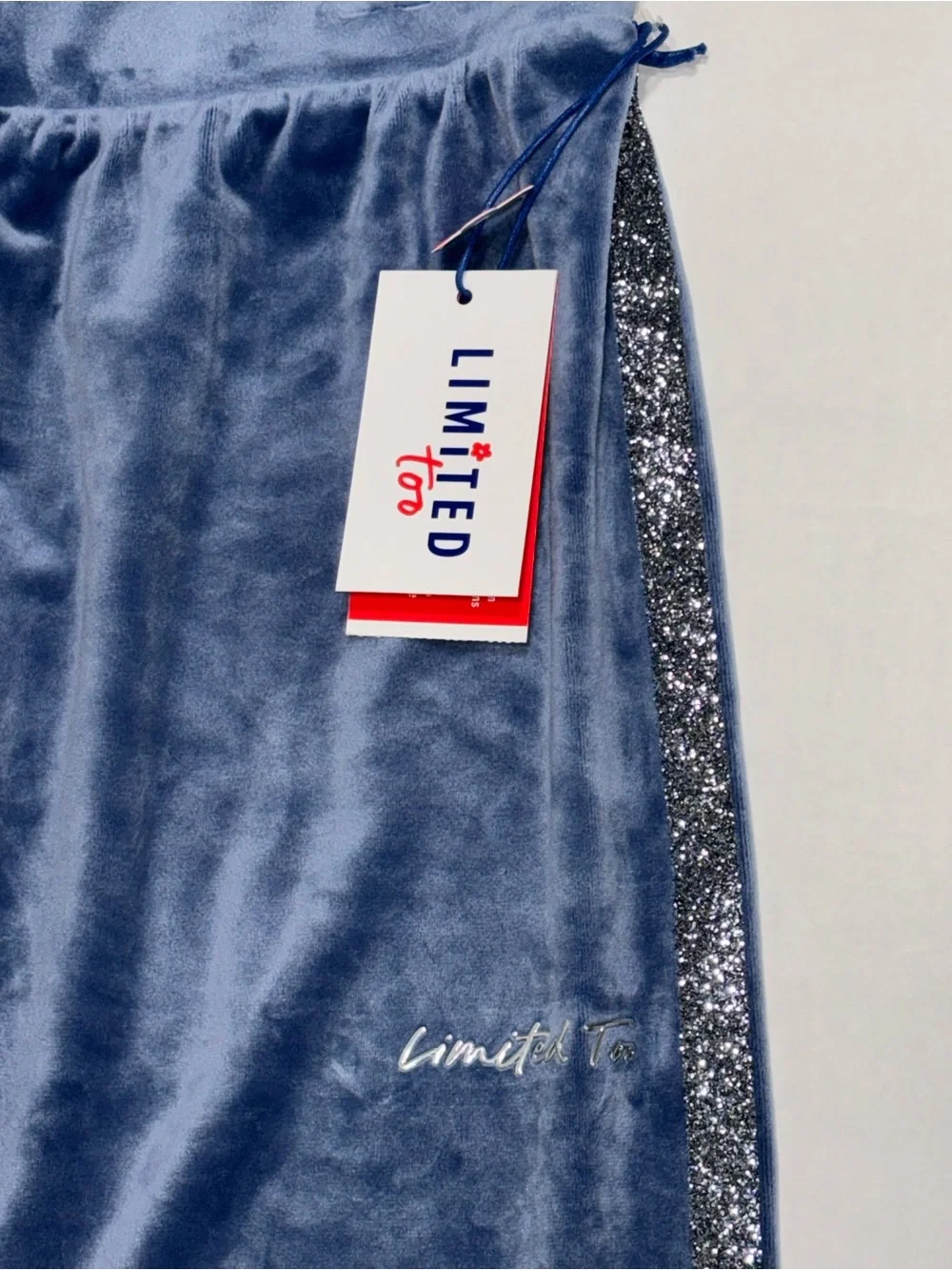 Limited Too Blue Velour 2-Piece Tracksuit Set Full Zip Hooded Hoodie & Pants XL